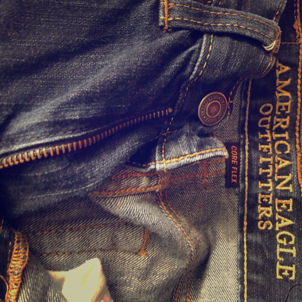 AEO core flex dark wash jeans